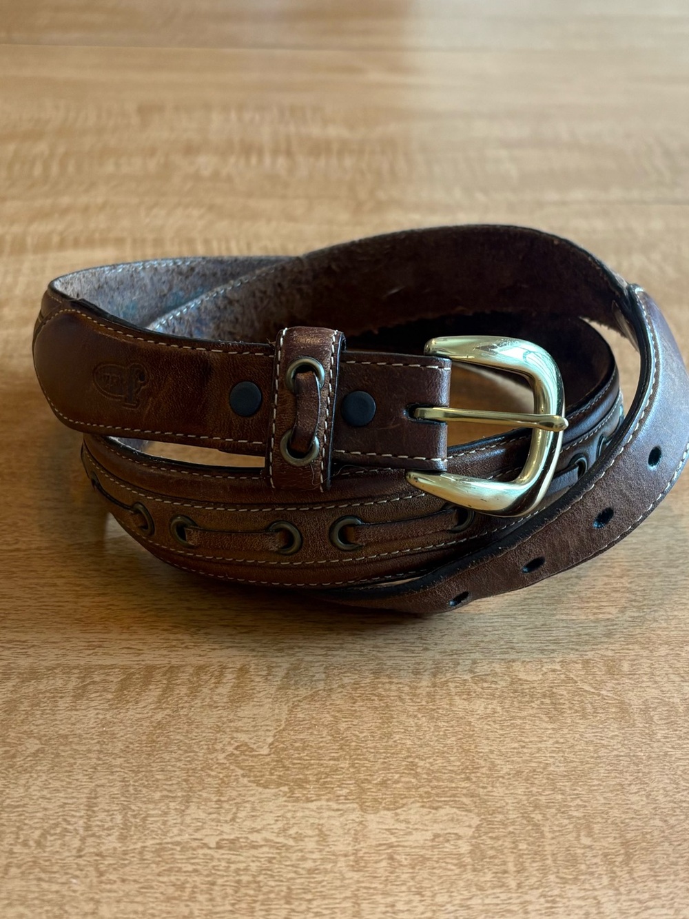 Justin Classic Brown Leather Men's Belt with Brass Buckle